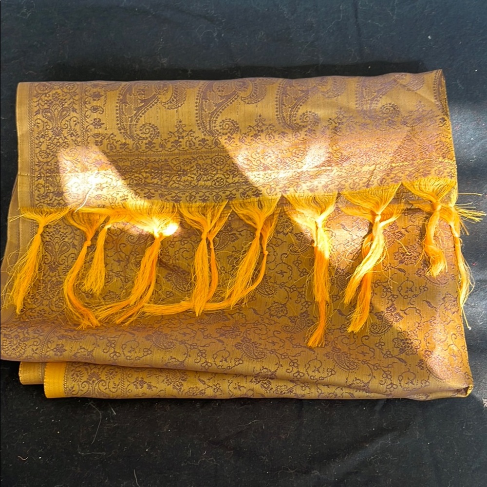 Elegant Gold and Brown Paisley Scarf